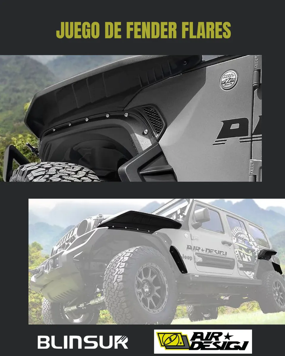 Juego Cantoneras Racer Fender Mud Flaps Jeep Wrangler 18 -25 - Image 2