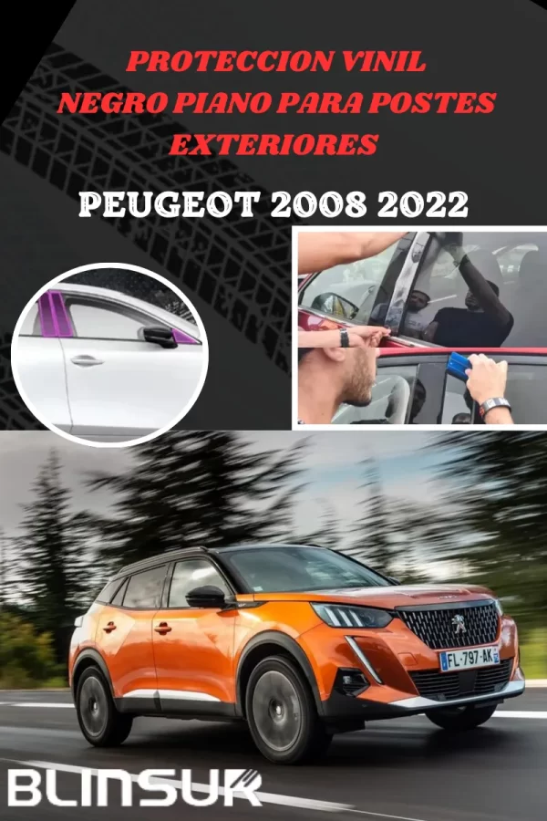 Vinil Negro Piano Para Postes Ext. Comp/ Peugeot 2008 2022