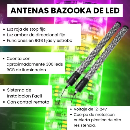 Antena Luz Led Para Rzr C/control 3.5x71 Cm Con Bluetooth - Image 2