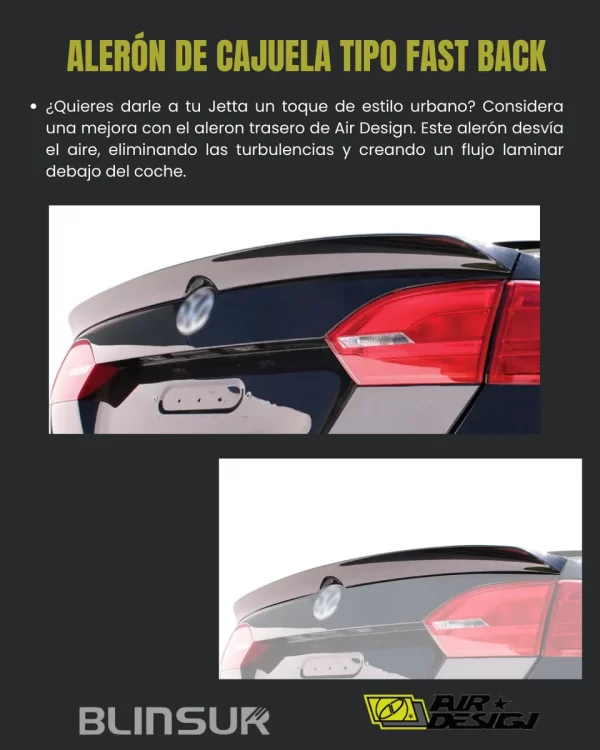 Alerón De Cajuela Tipo Fast Back Para Vw Jetta 2011-2018