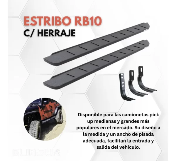 Estribos Rb10 80in Negro Text. Jac Frison T6 2019 - 2023