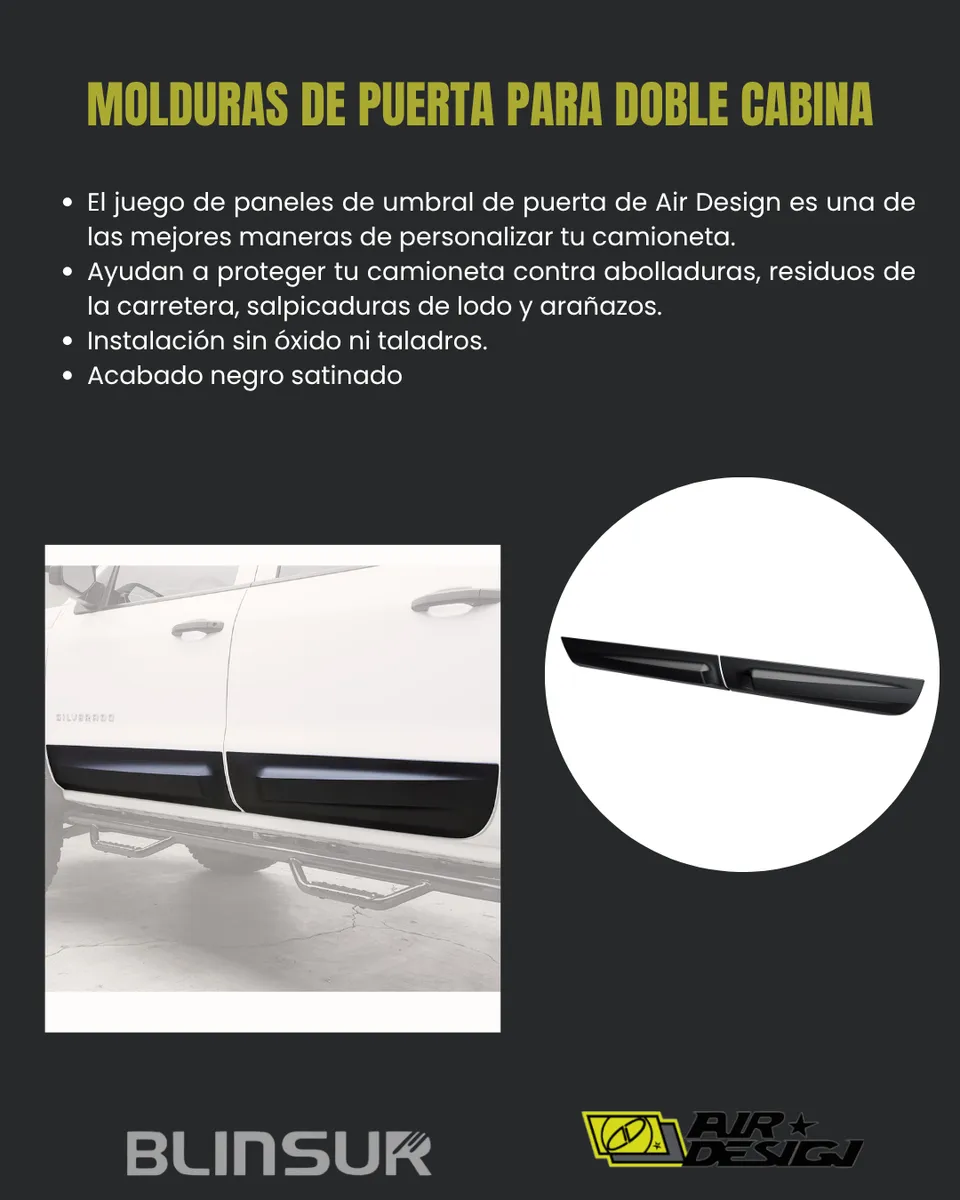 Molduras De Puerta Ancha Airdesign Silverado 1500 2014-2018 - Image 2