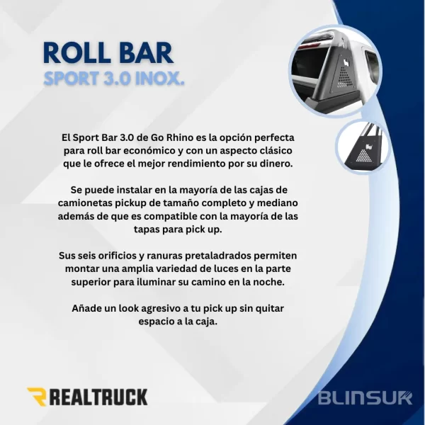 Roll Bar Sport 3.0 Inox. Toyota Tundra 2007 - 2021