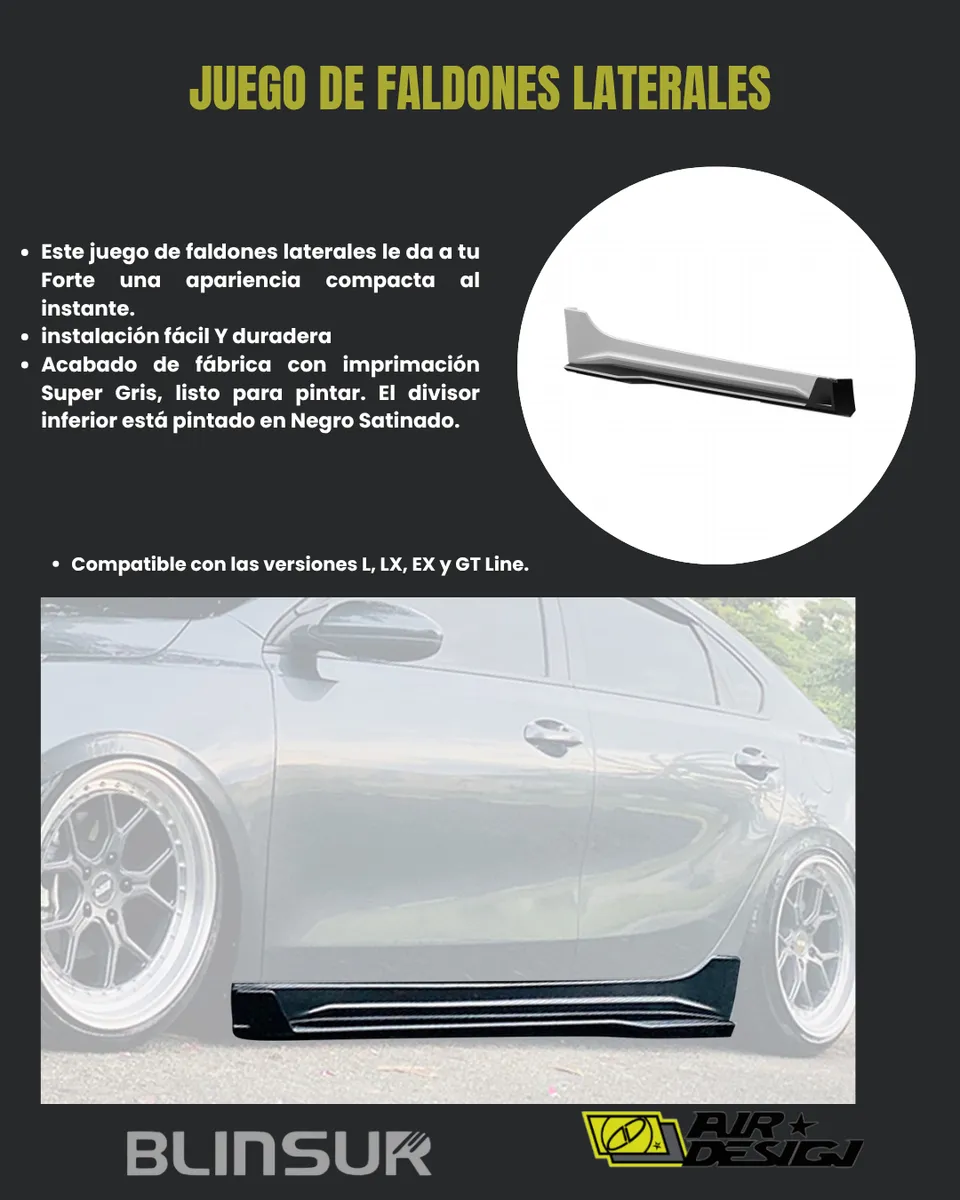Juego De Faldones Laterales Air Design Kia Forte 2019  2023 - Image 2