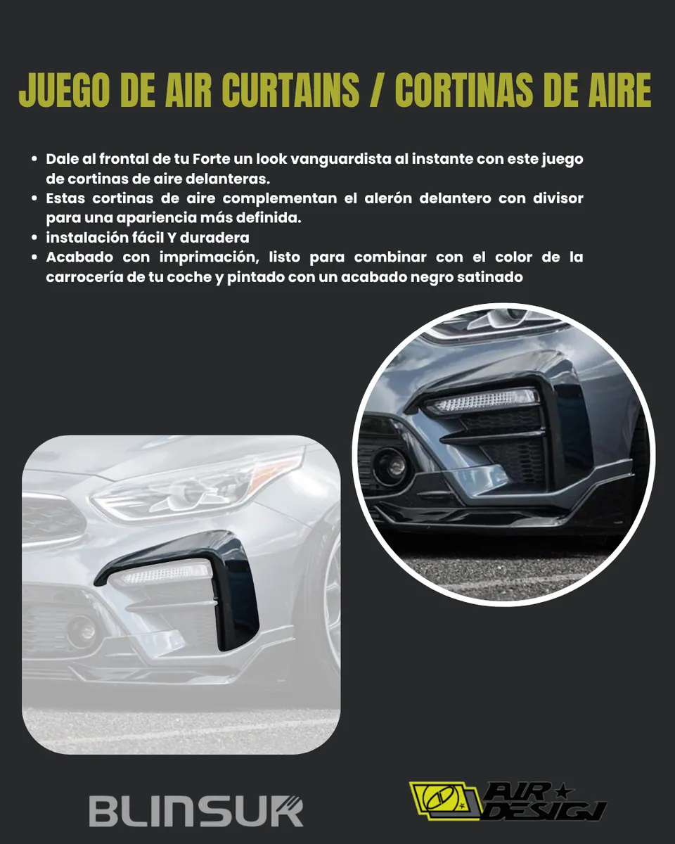 Juego De Cortinas De Aire Air Design Kia Forte 2019 2021 - Image 2