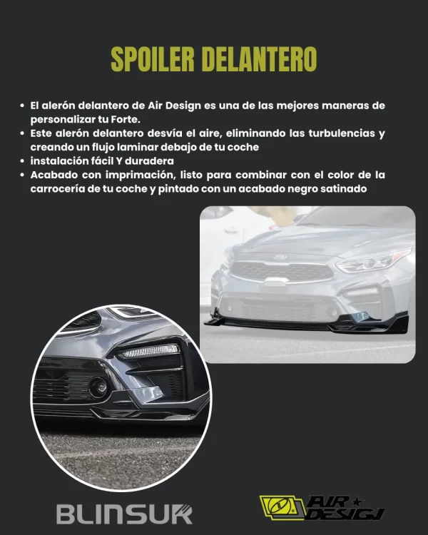Spoiler/aleron Delantero Air Design Kia Forte 2019 2021
