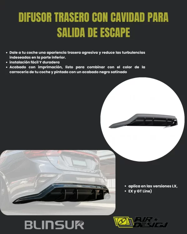 Difusor Trasero Air Design Kia Forte 2019 - 2021