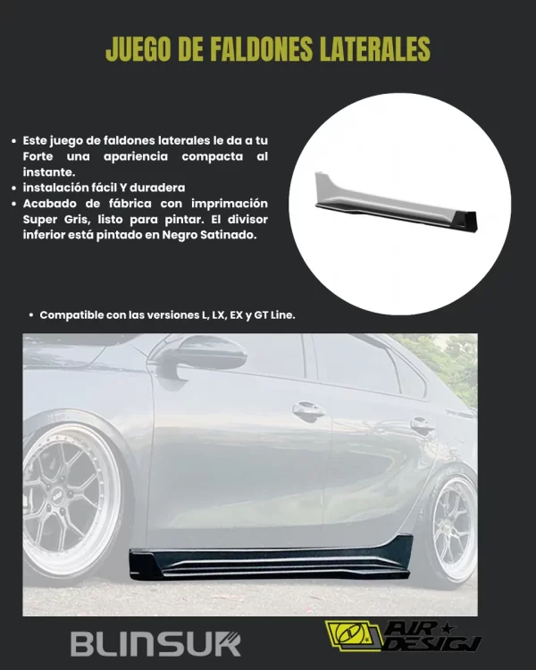 Juego De Faldones Laterales Air Design Kia Forte 2019 - 2023