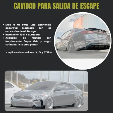 Bodykit Con Difusor Trasero Air Design Kia Forte 2019 - 2021 - Image 2