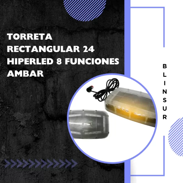 Torreta Rectangular 24 Hiperled 8 Funciones Ambar