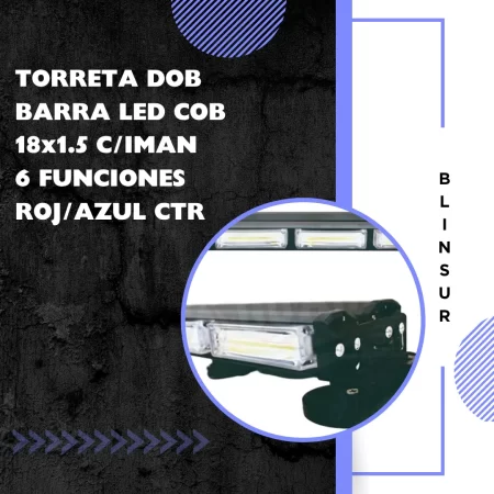 Torreta Dob Barra Led Cob 18x1.5  C/iman 6 Func Roj/azul Ctr - Image 2