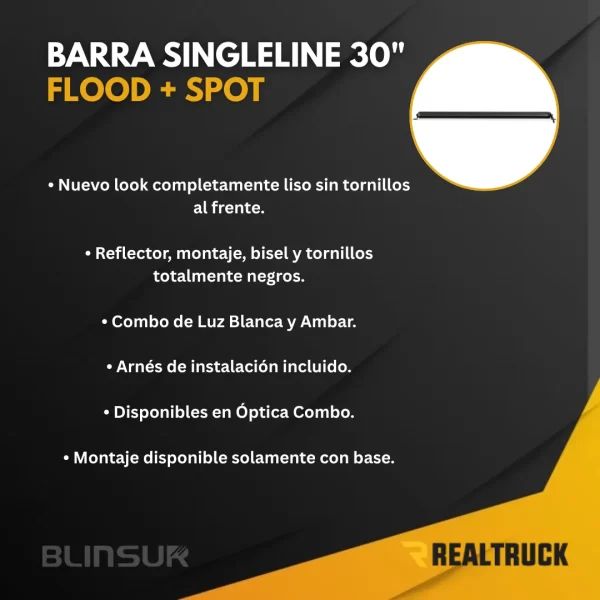 Barra Led 30in. Singleline Combo Series Flood + Spot