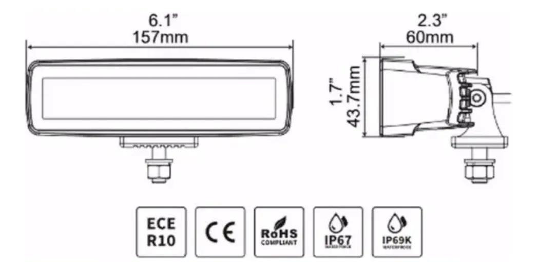 Barra Led Sixline 6  Gr Blackout Series 1 Par Flood - Image 2
