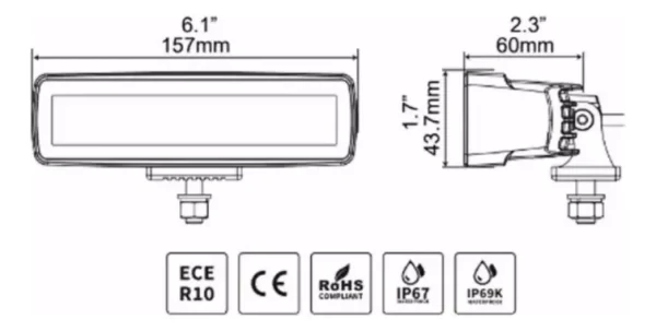 Barra Led Sixline 6  Gr Blackout Series 2 Par Flood