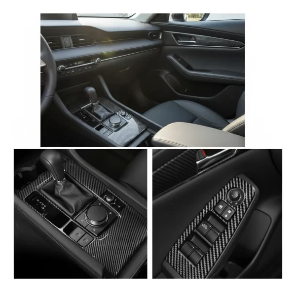 Vinil Protectores Puertas Mazda 3 2017-2020 Fibra Carbono