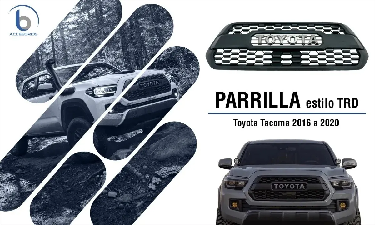 Parrilla Toyota Tacoma 2016 2017 Negra Con Emblema Plateado - Image 2