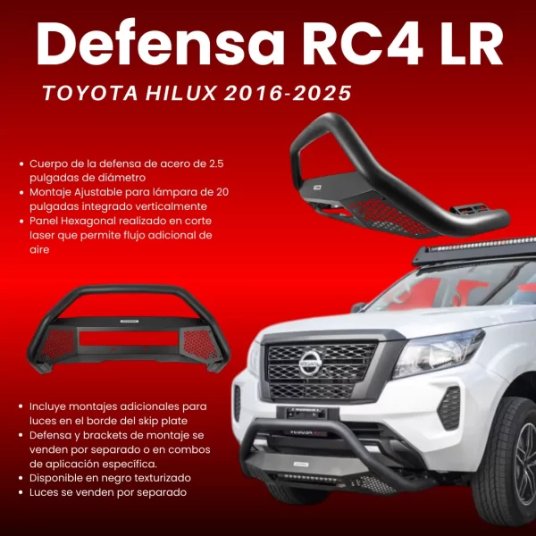 Defensa Rc4 Lr Sin Led Go Rhino Toyota Hilux 2016-2025