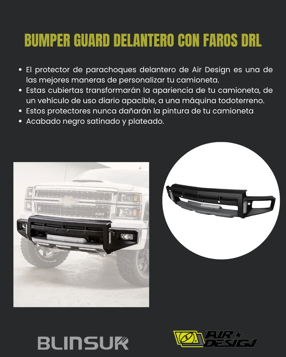 Bumper Delantero Con Faros Drl Silverado 1500 2014 - 2015 - Image 2