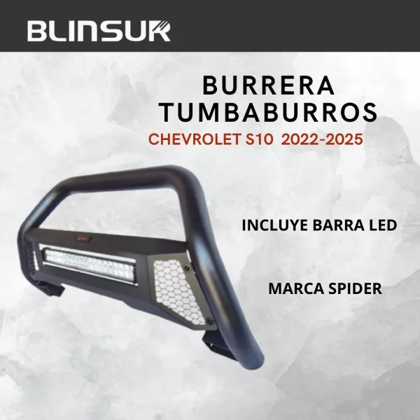 Burrera Tumbaburros Con Barra Led Chevrolet S10 2022 2025