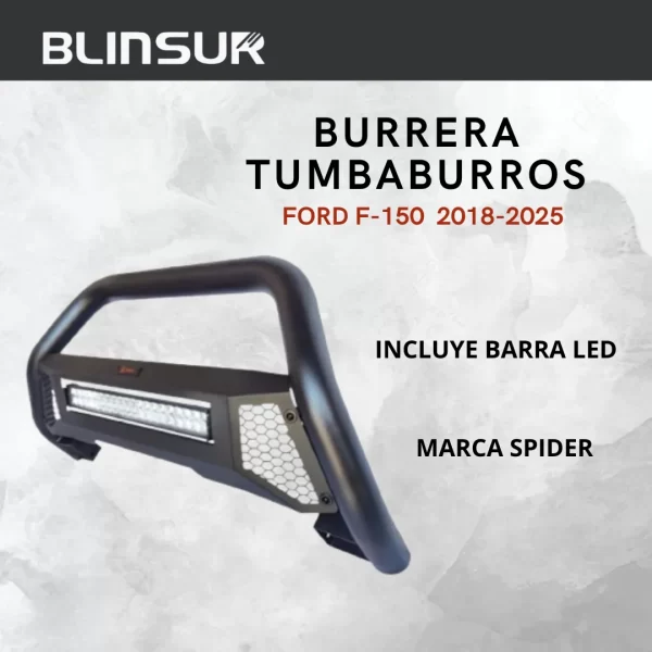 Burrera Tumbaburros Con Barra Led F-150 2018 - 2025