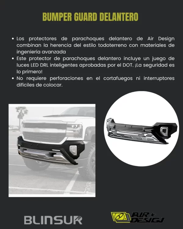 Bumper Delantero Con Led Airdesign Silverado 1500 2016-2018