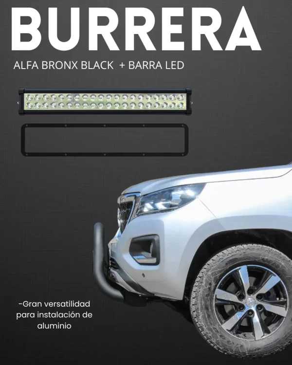 Burrera Black Con Barra Led Para Ford Ranger 2013-2022