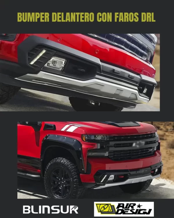 Bumper Delantero Con Led Airdesign Chevrolet Silverado 2019