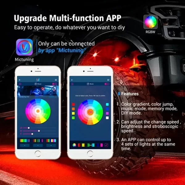 Luz Roca Rgb Led Mictuning C2 Rock Light Jeep Rzr Utv 4 Pzas