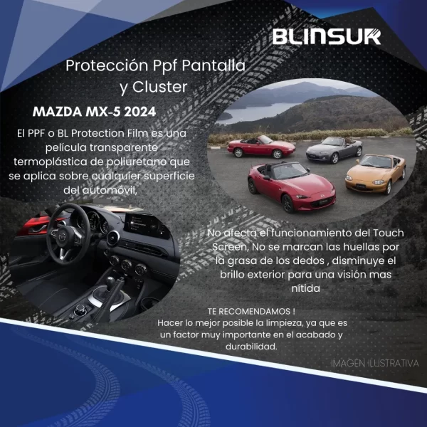 Protector Ppf Pantalla Y Clúster Para Mazda Mx-5 2024