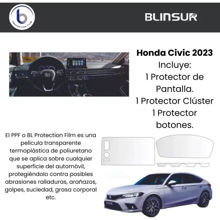 Protector Mica Pantalla Y Tacometro Para Honda Civic 2023 - Image 2