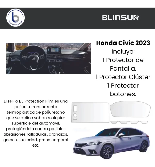 Protector Mica Pantalla Y Tacometro Para Honda Civic 2023