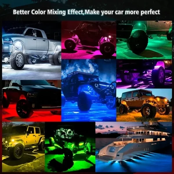 Luz Roca Rgb Led Mictuning C2 Rock Light Jeep Rzr Utv 8 Pzas