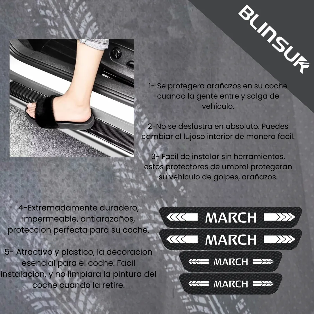 Protector De Estribos De Fibra De Carbono Para Nissan March - Image 2