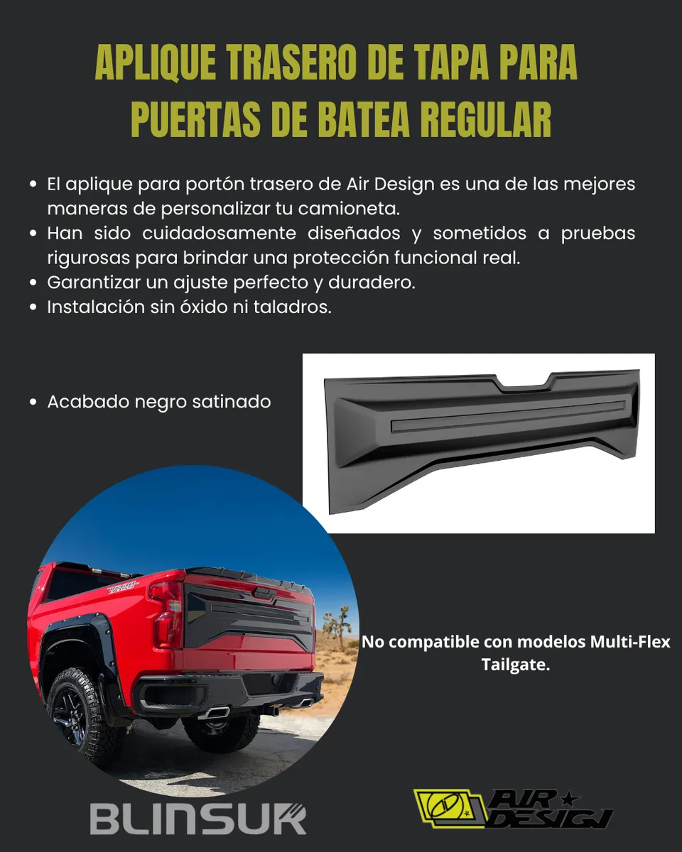 Aplique Trasero De Tapa Airdesign Chevrolet Silverado 2019 - Image 2