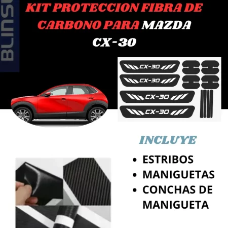 Kit Combo Proteccion Fibra De Carbono Para Mazda Cx-30 - Image 2