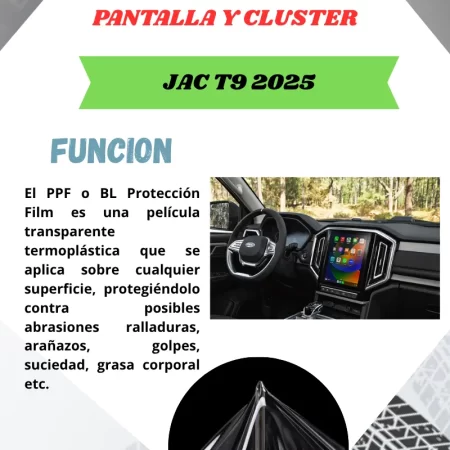 Protección Ppf Pantalla Y Clúster Jac T9 2025 - Image 2