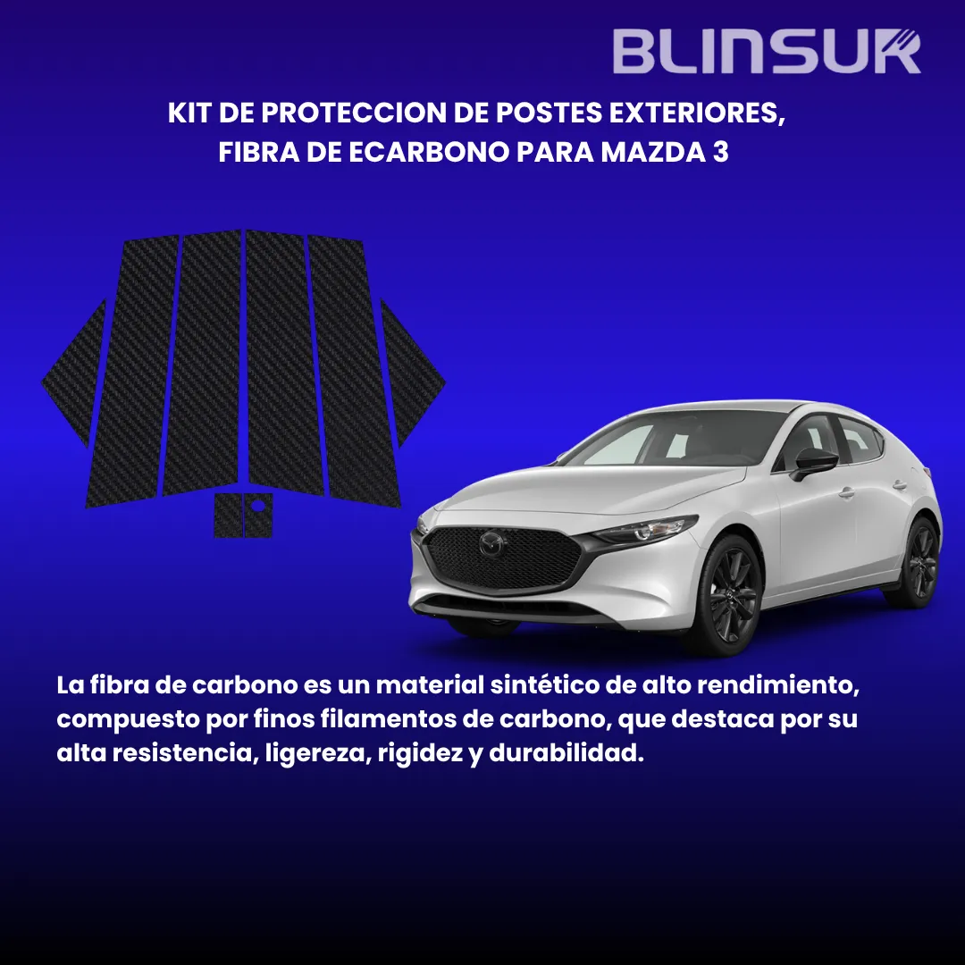 Protecciòn Fibra De Carbono Postes Exteriores Mazda 3 2025 - Image 2