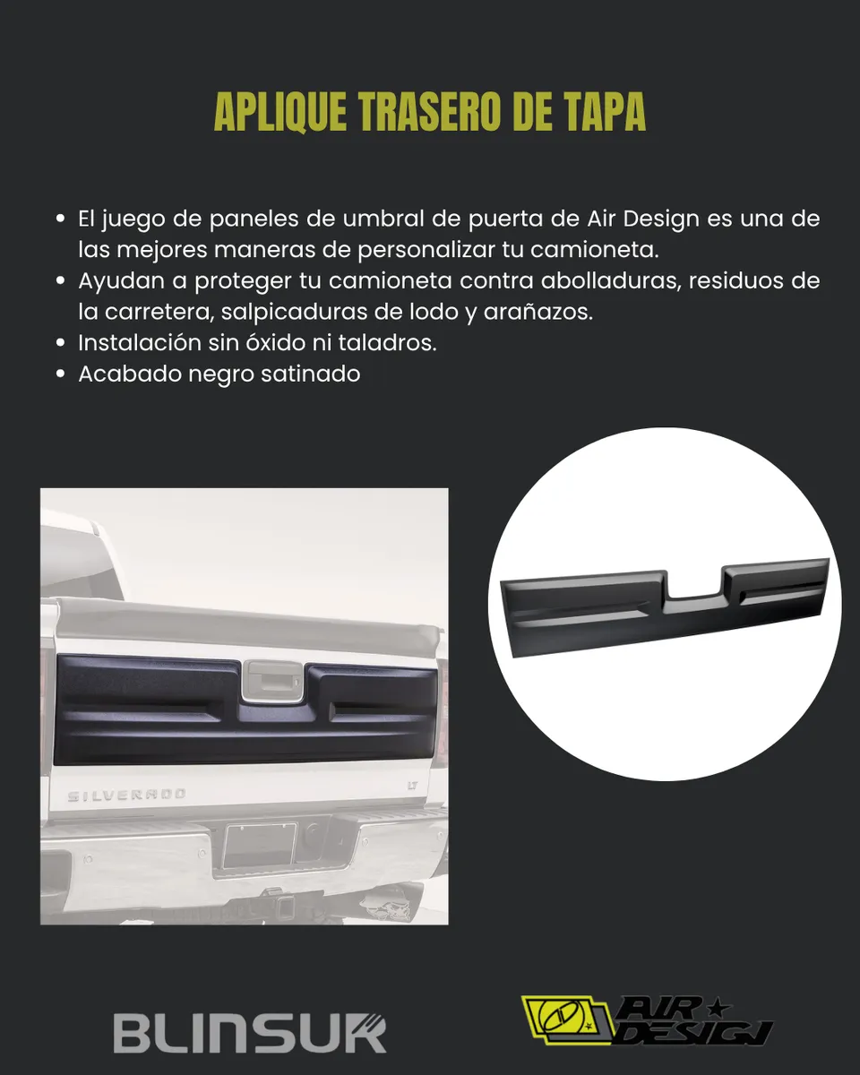Aplique Trasero De Tapa Airdesign Chevrolet Silverado 14-18 - Image 2
