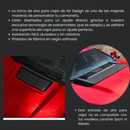 Toma De Aire De Cofre Airdesign Dodge Ram 1500 Dt 2019 2025 - Image 2