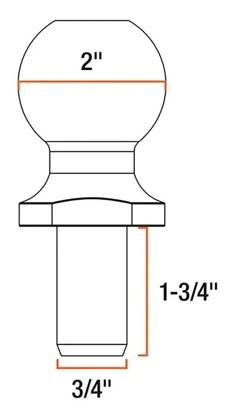 Bola De 2 Pulgadas Arrastre Con Tuerca Y Arandela 5000 Lbs