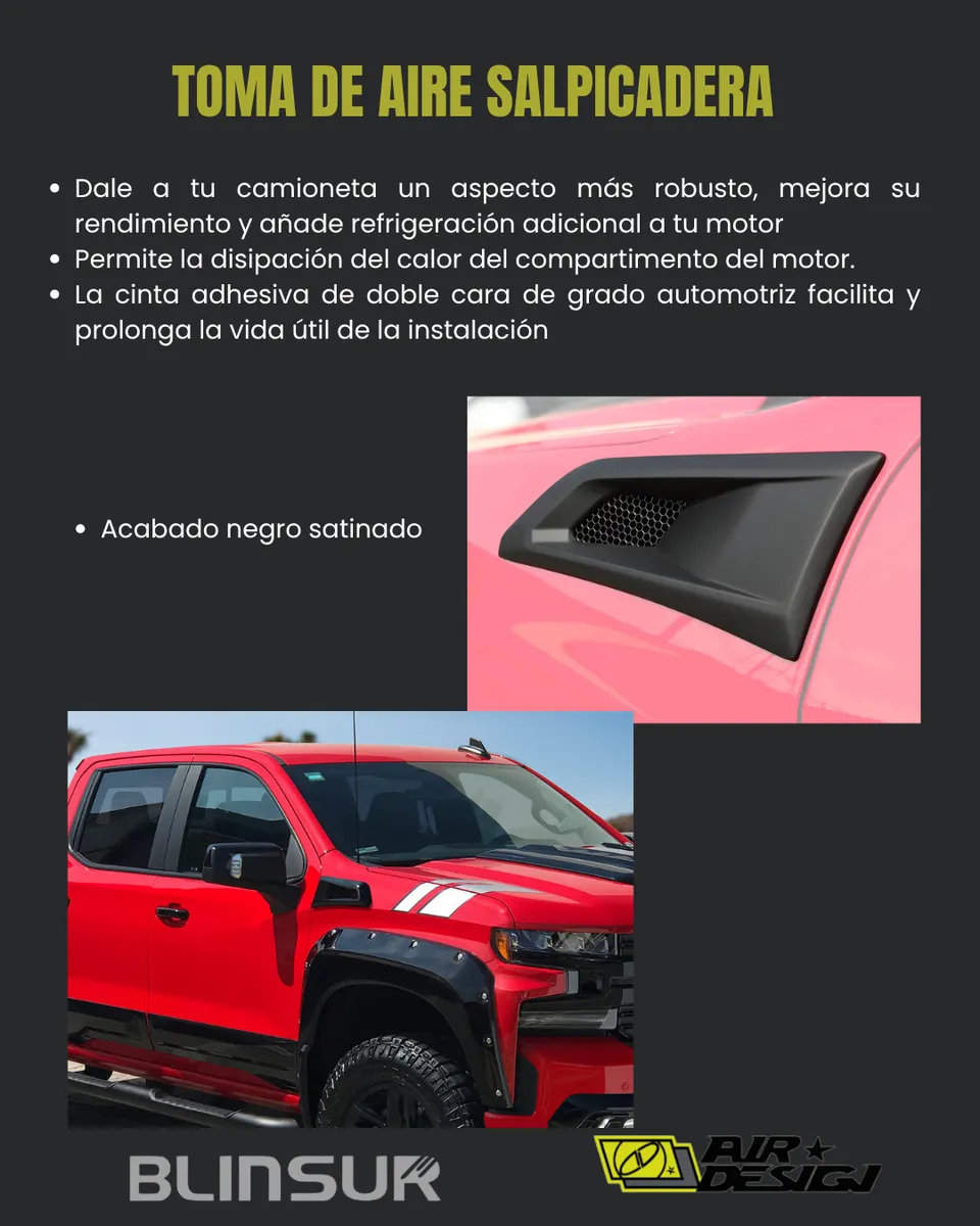 Toma De Aire Salpicadera Airdesign Chev. Silverado 2019-2025 - Image 2
