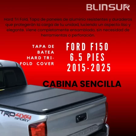 Tapa Batea Rigida Tri-fold Ford Lobo F150 2015-2024 6.5 Pies - Image 2