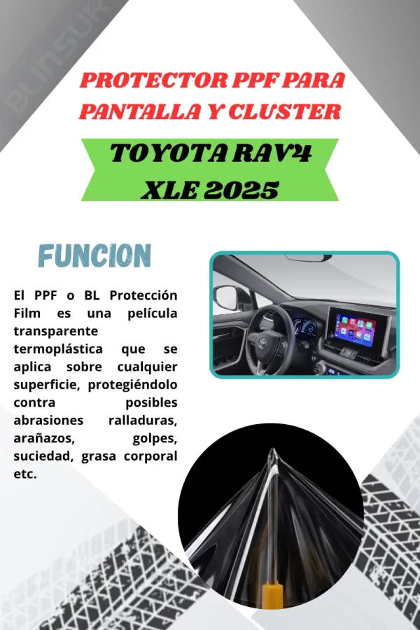 Protección Ppf Pantalla Y Clúster Para Rav4 Xle 2025