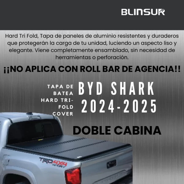Tapa Cubre Batea Tri-fold Para Byd Shark 2024-2025 Doble Ca