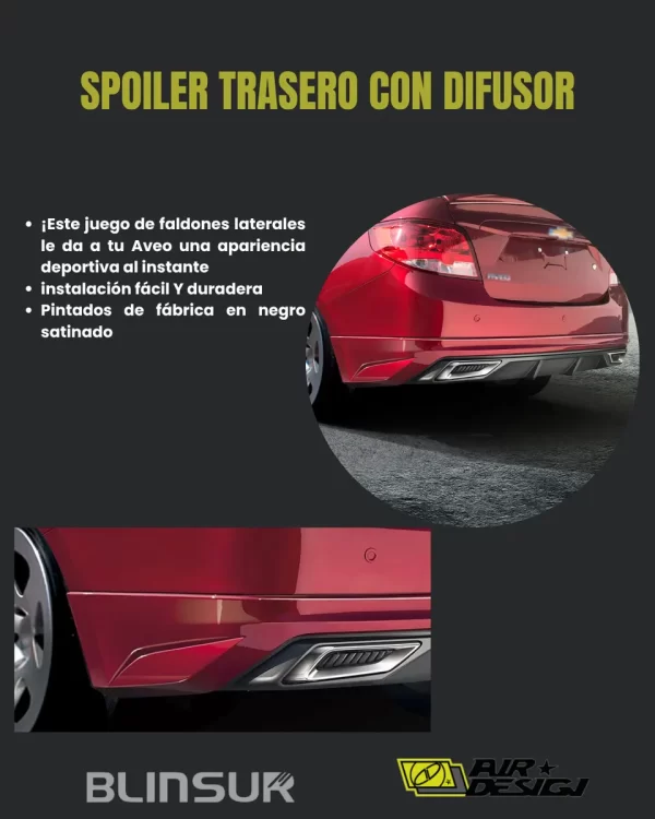 Spoiler Trasero Con Difusor Chevrolet Aveo 2018  2022