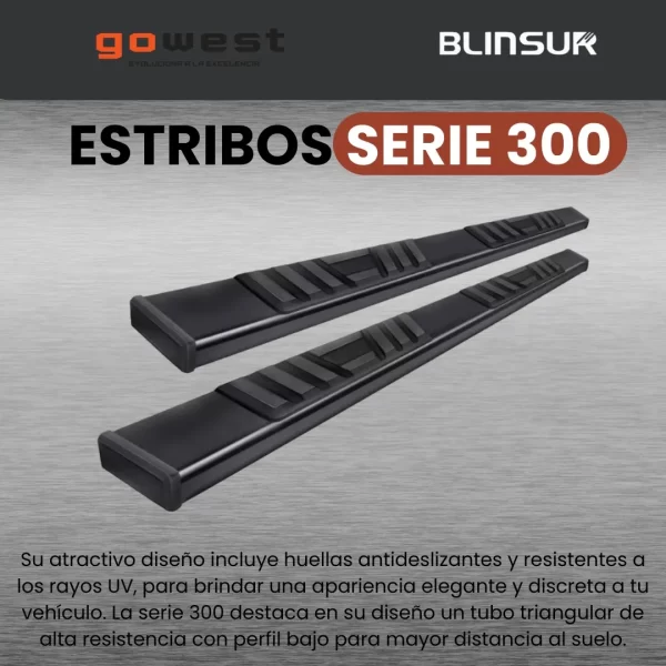 Estribos Serie 300 Negros Ford Ranger 2013 - 2021 Doble Cab