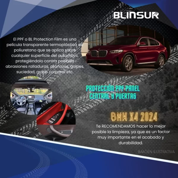 Protector Ppf 4 Puertas Y Panel Central Para Bmw X4 2024
