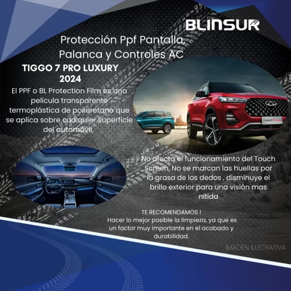 Protección Bl Pantalla, Palanca Y Ac Para Tiggo 7 Pro 2024