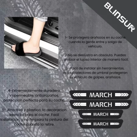 Protector De Estribos De Fibra De Carbono Para Nissan March - Image 2