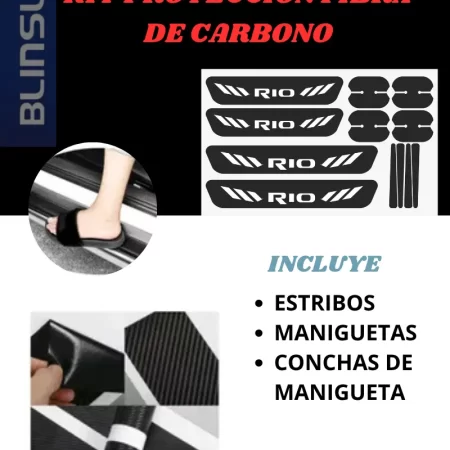 Kit Combo Proteccion Fibra De Carbono Para Kia Rio - Image 2